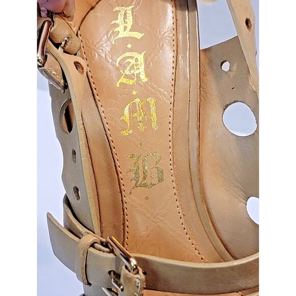 L.A.M.B. Tan High Heel Leather Strappy Sandals by Gwen Stefani sz 5.5 - Picture 12 of 14
